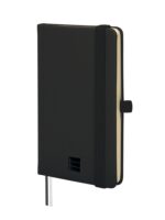 Finocam Nexo Quaderno con copertina rigida - 72 fogli - 90x150 mm - Righe orizzontali - Carta color crema da 80 g/m² - Tasca interna - Portapenne - Fogli microperforati - Colore nero