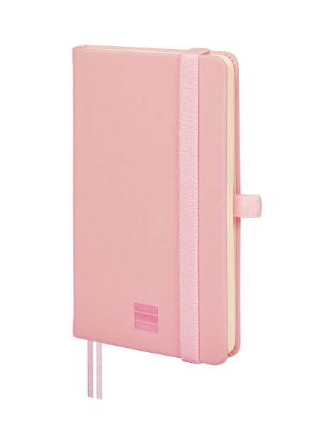 Finocam Nexo Quaderno con copertina rigida - 72 fogli - 90x150 mm - Righe orizzontali - Carta color crema da 80 g/m² - Tasca interna - Portapenne - Fogli microperforati - Colore rosa
