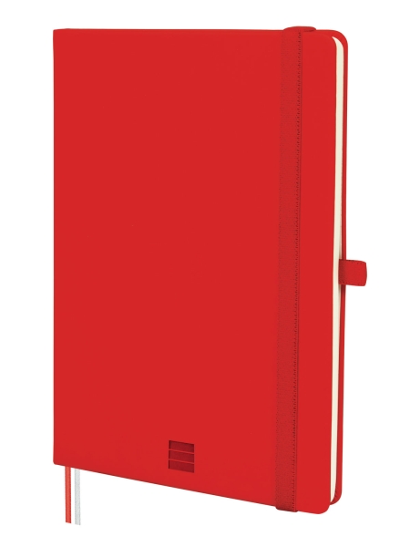 Finocam Nexo Quaderno con copertina rigida - 72 fogli - Formato A5 - 148x210 mm - Righe orizzontali - Carta color crema da 80 g/m² - Tasca interna - Portapenne - Fogli microperforati - Colore rosso