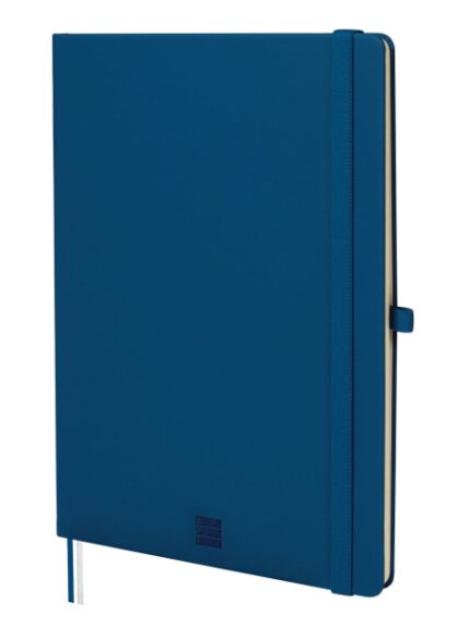 Finocam Nexo Quaderno con copertina rigida - 72 fogli - Formato B5 - 176x250 mm - Righe orizzontali - Carta color crema da 80 g/m² - Tasca interna - Portapenne - Fogli microperforati - Colore blu navy