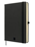 Finocam Nexo Double Quaderno con Copertina Rigida - 144 Fogli - Formato A5 - 148x210 mm - Carta Crema da 80 g/m² - Liscio - Tasca Interna - Chiusura con Elastico - Fogli Microperforati - Colore Nero