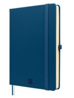Finocam Nexo Double Quaderno con copertina rigida - 144 fogli - Formato A5 - 148x210 mm - Carta crema da 80 g/m² - Liscia - Tasca interna - Chiusura con elastico - Fogli microperforati - Colore blu navy