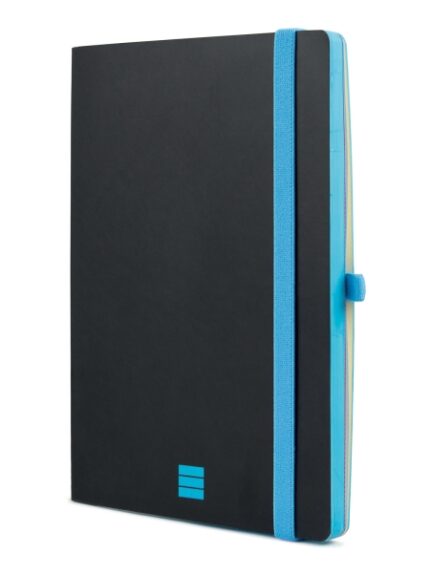 Finocam Modern Taccuino con copertina leggera - 72 fogli - Formato A5 - 148x210 mm - Carta crema da 80 g/m² - Liscio - Tasca interna - Chiusura con elastico - Fogli microperforati - Colore nero