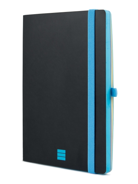 Finocam Modern Taccuino con copertina leggera - 72 fogli - Formato A5 - 148x210 mm - Carta crema da 80 g/m² - Liscio - Tasca interna - Chiusura con elastico - Fogli microperforati - Colore nero