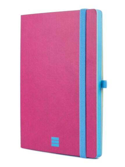 Finocam Modern Taccuino con copertina leggera - 72 fogli - Formato A5 - 148x210 mm - Carta color crema da 80 g/m² - Liscia - Tasca interna - Chiusura con elastico - Fogli microperforati - Colore rosa