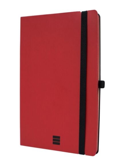 Finocam Modern Taccuino con copertina leggera - 72 fogli - Formato A5 - 148x210 mm - Carta color crema da 80 g/m² - Tasca interna - Chiusura con elastico - Fogli microperforati - Colore rosso