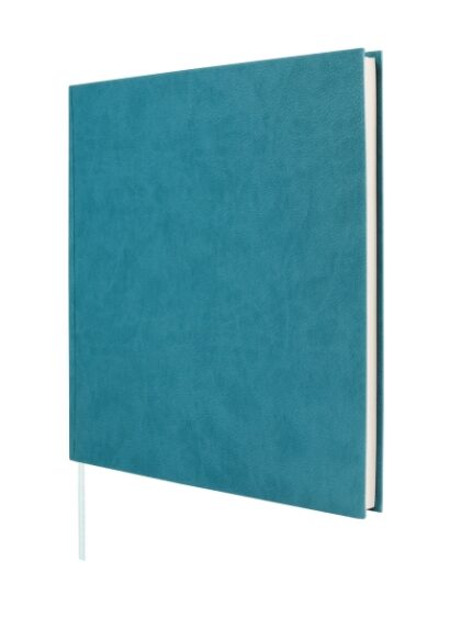 Finocam Event Libro degli ospiti - 80 fogli - 250x250 mm - Carta avorio da 120 g/m² - Copertina sintetica in similpelle - Colore blu