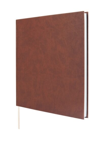 Finocam Event Libro degli ospiti - 80 fogli - 250x250 mm - Carta avorio da 120 g/m² - Copertina sintetica in similpelle - Colore marrone