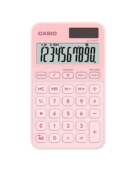 Casio SL-310YC Calcolatrice tascabile con display LCD a 10 cifre - Calcolo delle imposte - Alimentazione solare e a batterie - Compatta e leggera - Colore rosa chiaro Casio SL-310YC Calcolatrice tascabile con display LCD a 10 cifre - Calcolo delle imposte - Alimentazione solare e a batterie - Compatta e leggera - Colore rosa chiaro