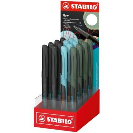 Stabilo Flow Espositore con 16 penne a sfera - Tratto 0