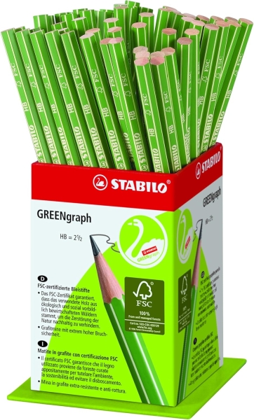 Stabilo GREENgraph Espositore con 60 matite di grafite - Mina HB 2