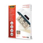 Fellowes Confezione da 100 buste per plastificazione - Formato A3 - Retro adesivo - Effetto lucido - 125 micron - Trasparenti