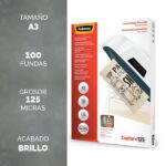 Fellowes Confezione da 100 buste per plastificazione - Formato A3 - Retro adesivo - Effetto lucido - 125 micron - Trasparenti - immagine 2