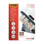 Fellowes Confezione da 100 buste per plastificazione - Formato A4 - Retro adesivo - Effetto lucido - 125 micron - Trasparente