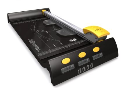 Fellowes Neutron Taglierina per carta - Formato A4 - Lama retrattile - Pinza - Guide di taglio - Capacità di taglio fino a 10 fogli - 8x22