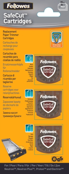Fellowes Confezione da 3 lame di ricambio per taglierina - Taglio microperforato - Taglio piegato - Taglio ondulato - Lama incapsulata retrattile - Trasparente