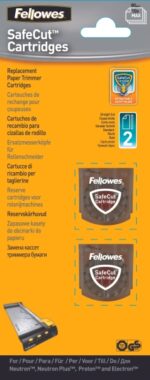 Fellowes Confezione da 2 lame di ricambio per taglierina - Taglio dritto - Lama incapsulata retrattile - Acciaio inossidabile