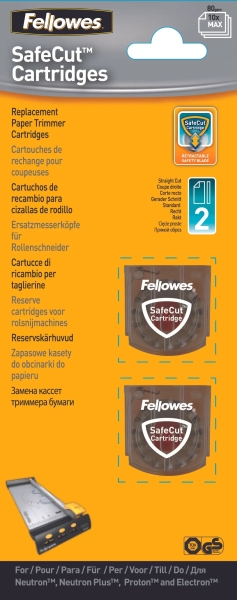 Fellowes Confezione da 2 lame di ricambio per taglierina - Taglio dritto - Lama incapsulata retrattile - Acciaio inossidabile
