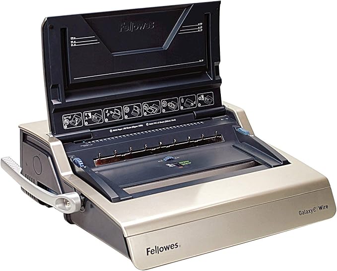 Fellowes Galaxy E Wire Rilegatrice Elettrica - Perforazione fino a 20 fogli - Rilegatura fino a 130 fogli - Vassoio frontale - Include kit di avvio - 45x53x16