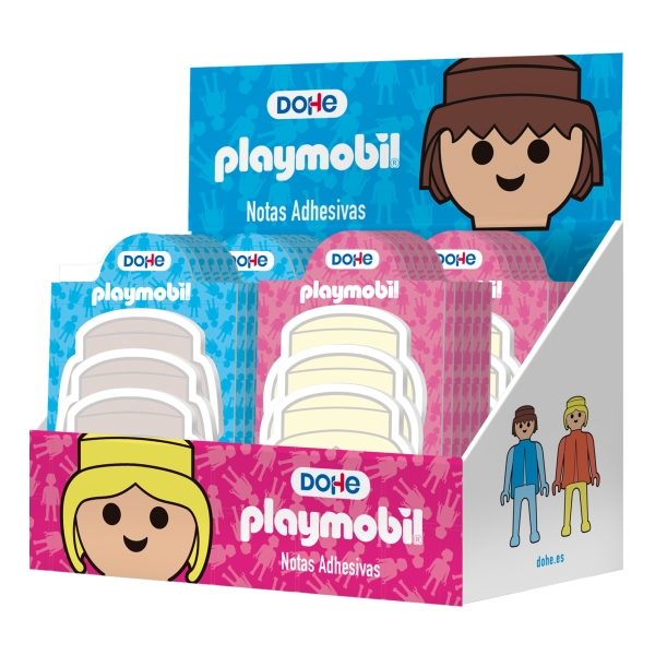Dohe Playmobil Espositore con 32 blocchi da 25 post-it - Multisuperficie - Colori assortiti