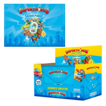 Dohe Superthings Espositore con 24 buste - Formato orizzontale - Polipropilene da 200 micron - Velcro - Colore blu