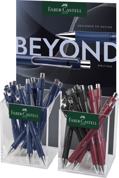 Faber-Castell Beyond Ball Espositore con 24 penne a sfera retrattili - Punta da 1 mm - Tratto da 0