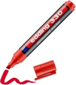 Edding 330 Espositore con 96 pennarelli indelebili - Punta smussata - Tratto da 1 a 5 mm. - Inchiostro quasi inodore - Cappuccio con clip - Asciugatura rapida - Colori: nero, blu e rosso - immagine 3