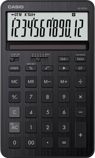 Casio JW-200DQ Calcolatrice da tavolo compatta con display LCD a 12 cifre - Calcolo di imposte