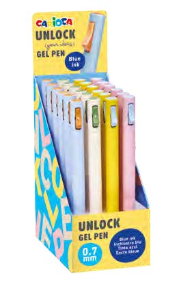 Carioca Unlock Gel Espositore con 24 penne a inchiostro gel retrattili - Punta 0
