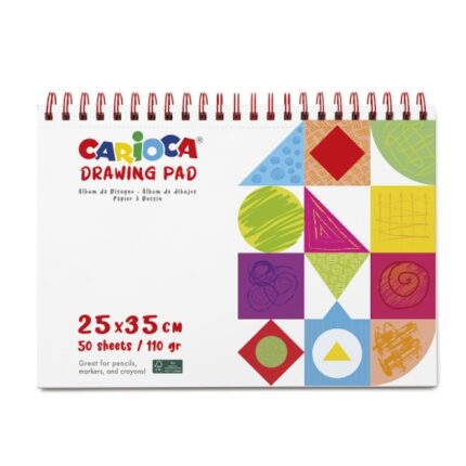 Carioca Quaderno da disegno con 50 fogli pretagliati 25x35 cm - Carta da 110 g - Non trasuda l'inchiostro