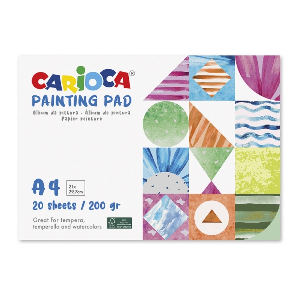 Carioca Blocco da disegno A4 con 20 fogli - Carta da 200 g - Non lascia passare i colori
