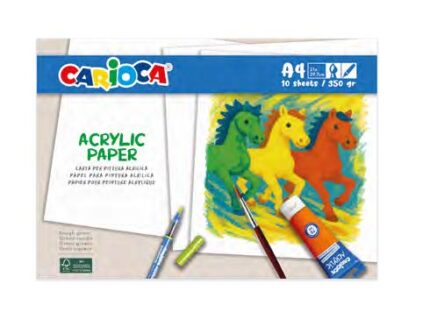 Carioca Acrylic Pack con 10 fogli A4 per pennarelli e pittura acrilica - Carta da 350 g - Non lascia passare i colori