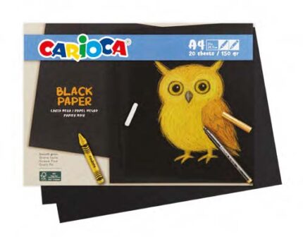 Carioca Black Pack con 20 fogli A4 di colore nero - Carta da 150 g - Consigliato per gessetti