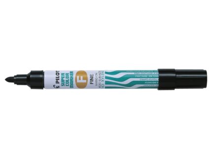 Pilot Super Color Pennarello permanente multisuperficie - Punta fine in fibra conica - Inchiostro a base alcolica privo di xilene - Corpo metallico - Colore nero