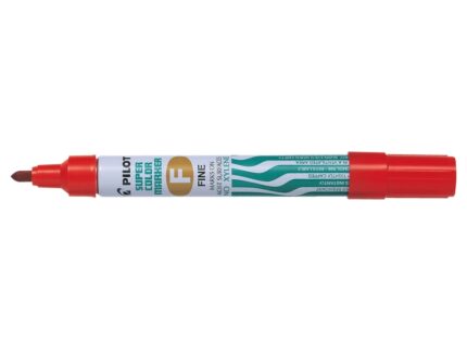 Pilot Super Color Pennarello permanente multisuperficie - Punta fine in fibra conica - Inchiostro a base alcolica privo di xilene - Corpo metallico - Colore rosso