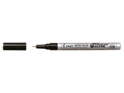 Pilot Super Color Pennarello Permanente Sottile - Punta da 1 mm in poliacetale - Inchiostro molto denso e opaco - Corpo metallico - Colore argento