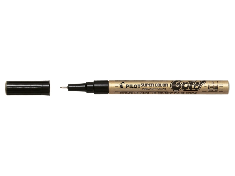 Pilot Super Color Pennarello permanente a punta fine - Punta da 1 mm in poliacetale - Inchiostro molto denso e opaco - Corpo in metallo - Colore oro Pilot Super Color Pennarello permanente a punta fine - Punta da 1 mm in poliacetale - Inchiostro molto denso e opaco - Corpo in metallo - Colore oro