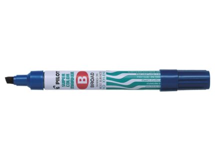 Pilot Super Color Pennarello permanente multisuperficie - Punta smussata in fibra - Inchiostro a base alcolica privo di xilene - Corpo metallico - Colore blu