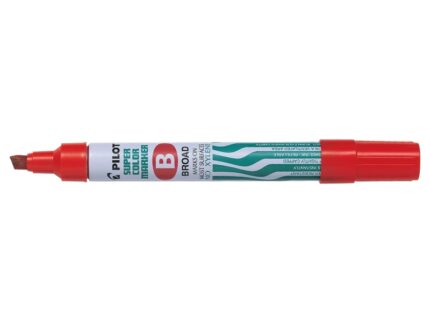 Pilot Super Color Pennarello permanente multisuperficie - Punta smussata in fibra - Inchiostro a base alcolica privo di xilene - Corpo metallico - Colore rosso
