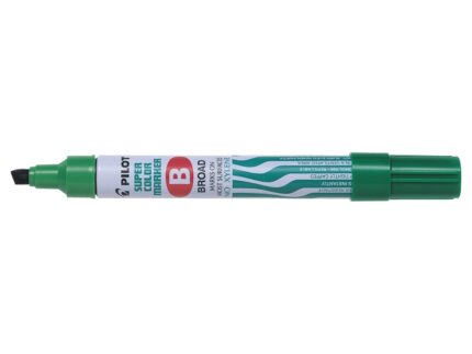 Pilot Super Color Pennarello permanente multisuperficie - Punta smussata in fibra - Inchiostro a base alcolica privo di xilene - Corpo metallico - Colore verde