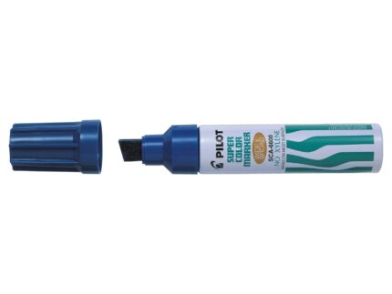 Pilot Super Color 6600 Pennarello permanente multisuperficie extra-grosso - Punta smussata extra-grossa in fibra - Inchiostro a base alcolica privo di xilene - Corpo metallico - Colore: blu