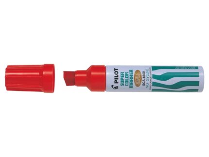 Pilot Super Color 6600 Pennarello permanente multisuperficie extra-spesso - Punta smussata extra-spessa in fibra - Inchiostro a base alcolica privo di xilene - Corpo metallico - Colore rosso