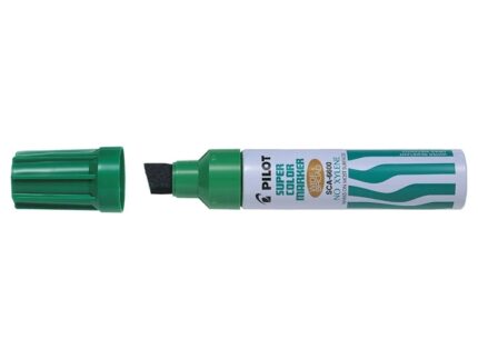 Pilot Super Color 6600 Pennarello permanente multisuperficie extra-grosso - Punta smussata extra-grossa in fibra - Inchiostro a base alcolica privo di xilene - Corpo metallico - Colore verde