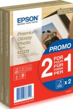 Epson Premium Glossy Photo Confezione da 80 fogli di carta fotografica - 10x15 cm - Grammatura 255 g/m² - Finitura lucida - Compatibile con stampanti a getto d'inchiostro - Colore bianco