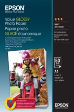 Epson Value Glossy Photo Confezione da 50 fogli di carta fotografica - A4 - Grammatura 183 g/m² - Finitura lucida - Compatibile con stampanti a getto d'inchiostro - Colore bianco