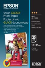 Epson Value Glossy Photo Pack da 20 fogli di carta fotografica - 10x15 cm - Grammatura 183 g/m² - Finitura lucida - Compatibile con stampanti a getto d'inchiostro - Colore bianco