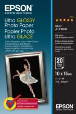 Epson Ultra Glossy Photo Pack da 20 fogli di carta fotografica - 10x15 cm - Grammatura 300 g/m² - Finitura lucida - Compatibile con stampanti a getto d'inchiostro - Colore bianco