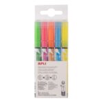 Apli Confezione da 5 pennarelli a gesso liquido - Punta tonda da 3 mm - Asciugatura rapida - Colori fluo assortiti - immagine 2