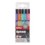 Apli Confezione da 5 pennarelli a gesso liquido - Punta tonda da 3 mm - Asciugatura rapida - Colori assortiti