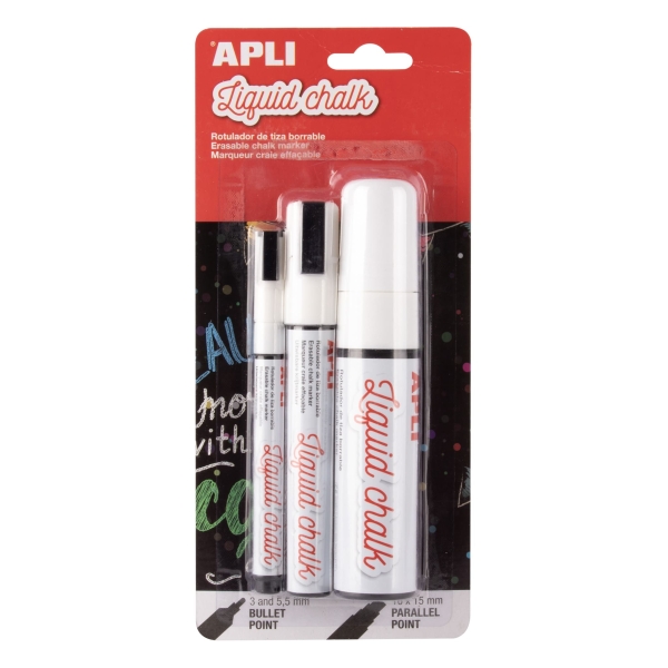 Confezione da 3 pennarelli a gesso liquido con punte diverse - rotonda da 3 e 5